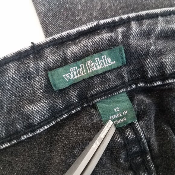 Cut Out High Rise Flare Jeans Washed Black SIZE 12 Stretch Wild Fable 32" Inseam - Picture 13 of 13